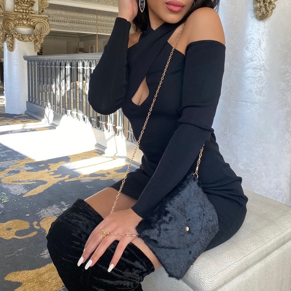 ‼️ X Top Mini Sweater Dress Zip Back Halter Dress - Picture 2 of 5